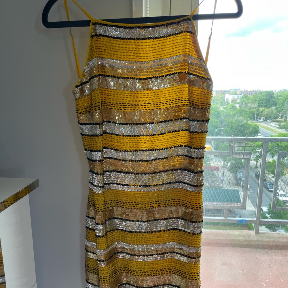 Beautiful, sequins, mini dress.. warren only ones in perfect condition.